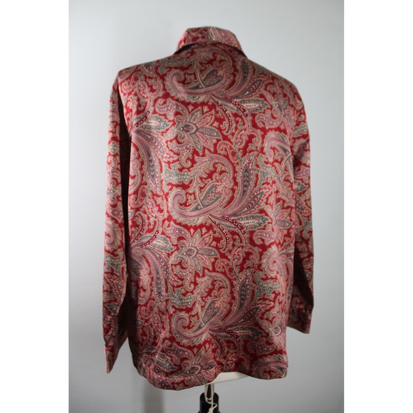 Lauren Ralph Lauren M Paisley Print Satin Button Down Pajama Top Long Sleeve - Picture 4 of 7